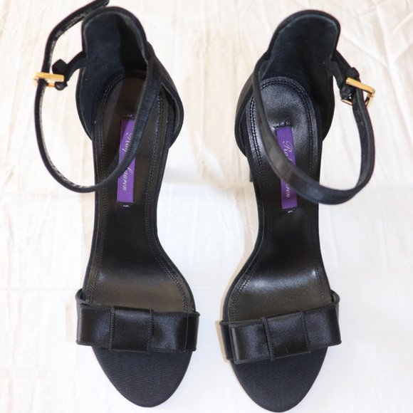 SOLD Ralph Lauren Purple Label Daylen Bow Satin Sandals Black size 37 - Picture 4 of 7